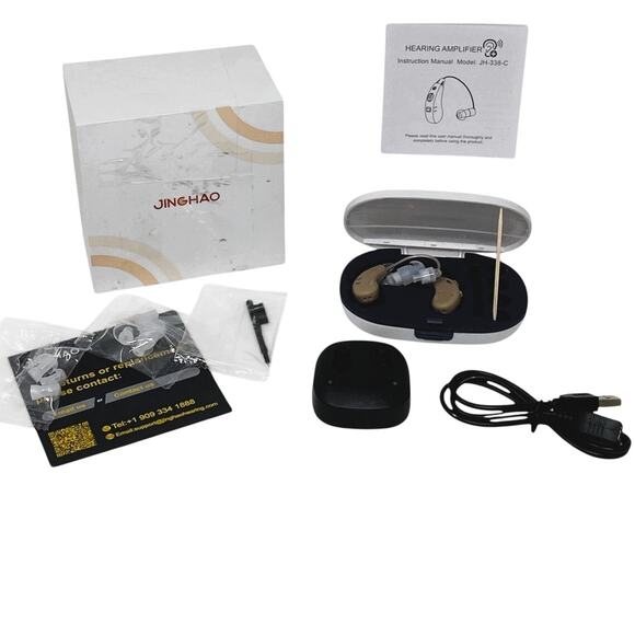 NWT ~ Microphone Headphones Amplifier Rechargeable USB Base Hearing Aids & Acc. - Picture 1 of 6